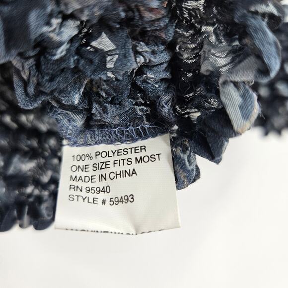 Next Concept y2k Accordion Cop Top Navy Blue Smocked Half Sleeve Cropped Sz S-L - Picture 4 of 5